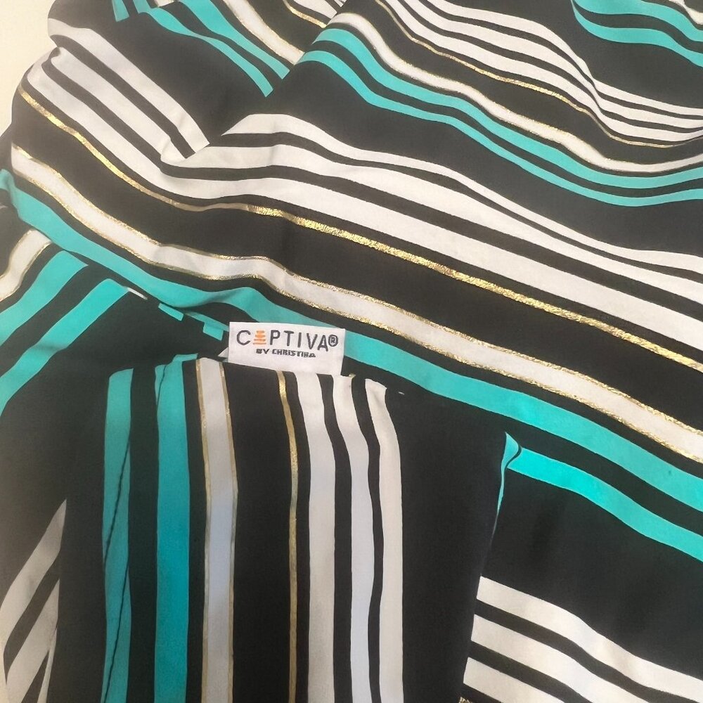 CAPTIVA‎ by CHRISTINA Turquoise Stripe Resort Tankini Top (Size 2X) - Picture 9 of 11